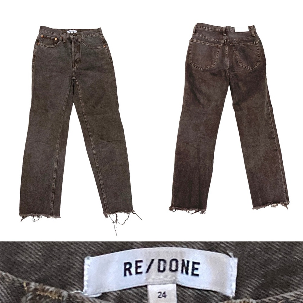 RE/DONE 70s stove pipe High Rise Denim Jeans Women’s size 24 in Washed Chocolate